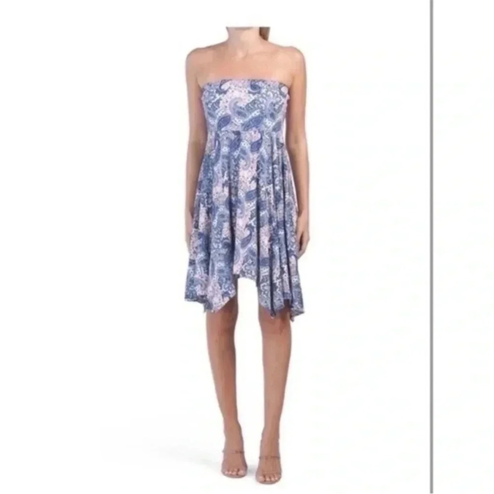 Express strapless paisley dress